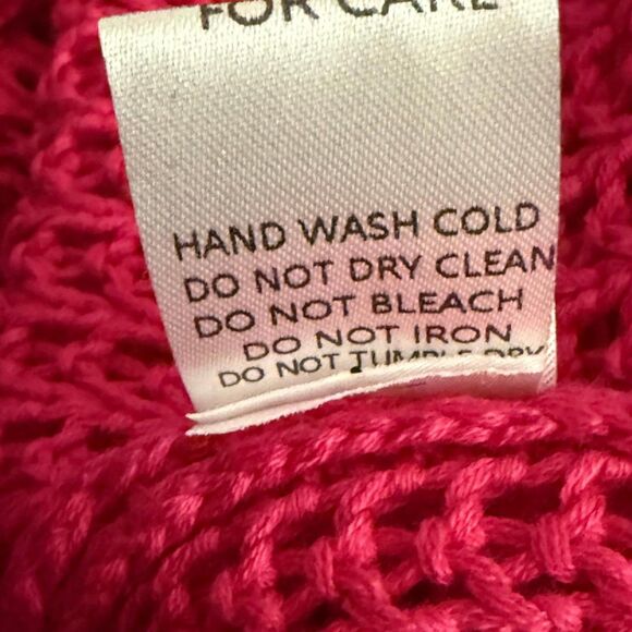 Davi & Dani Star Front Hot Pink Crochet Drop Shoulder Knit Top, NEW! Size 1XL - Picture 7 of 7